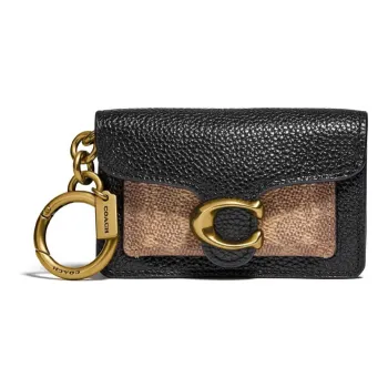 COACH Tabby Canvas With Leather Card Holder Coin Purse Mini Women's Black & Monogram