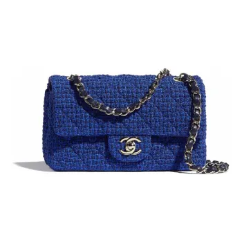 CHANEL Classic Flap CF Twill Soft Nappa With Metal Shoulder Bag Crossbody Bag Women's Dark Blue