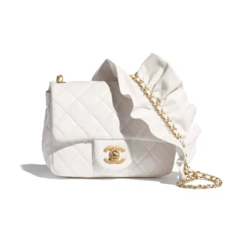 CHANEL Classic Flap CF Sheepskin Crossbody Bag, Shoulder Bag Women's White
