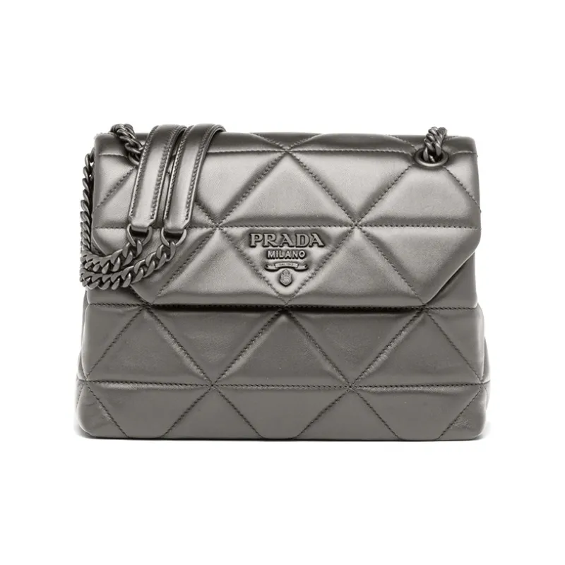 PRADA Spectrum Leather Small Square Bag Shoulder Bag Crossbody Bag Women's Marble Gray-0