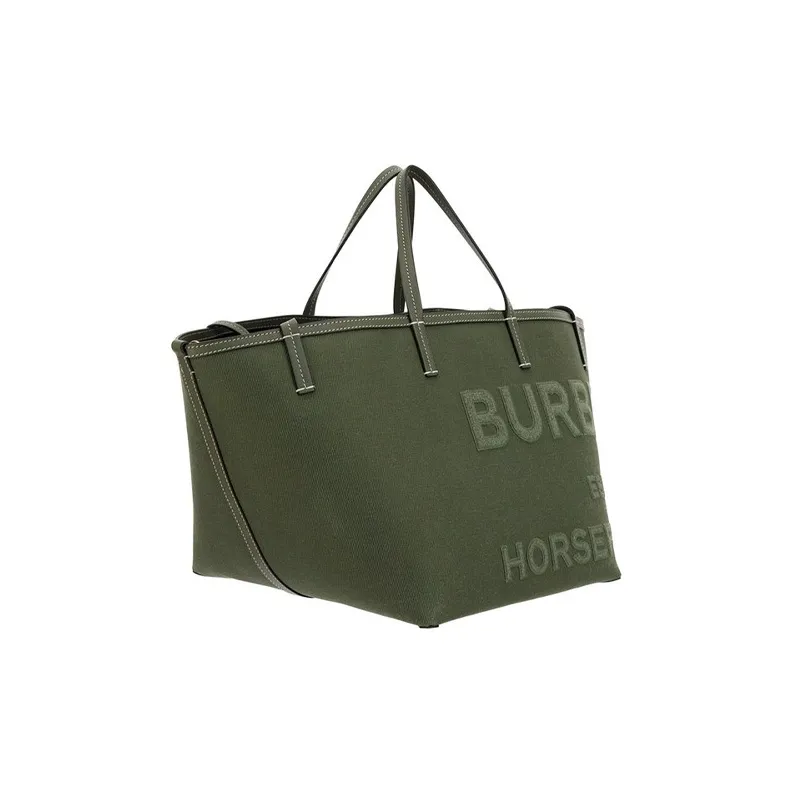 Burberry Horseferry Cow Leather Tote Bag Shopping Bag Handbag Mini Women's Green-1