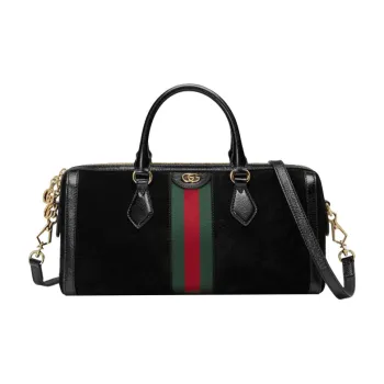 GUCCI Ophidia Patent Leather Binding Shoulder Bag Crossbody Bag Handbag Medium Size Women's Black