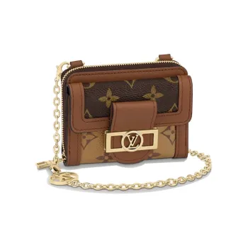 LOUIS VUITTON Dauphine Canvas With Leather Wallet Mini Women's Brown