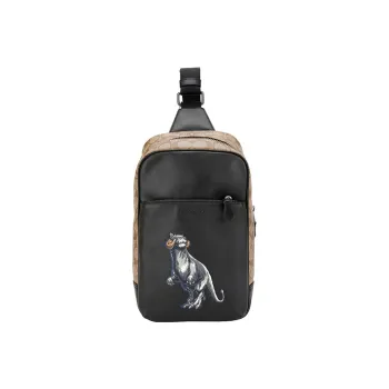 COACH Star Wars Collaboration Westway Leather Sling Bags Crossbody Bags Small Size Men's Black