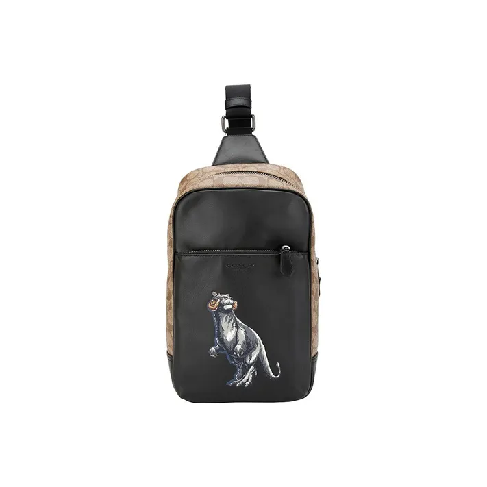 COACH Star Wars Collaboration Westway Leather Sling Bags Crossbody Bags Small Size Men's Black-0