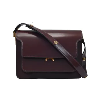 MARNI Trunk Calfskin Trunk Bag Shoulder Bag Crossbody Bag Medium Size Women's Dark Red