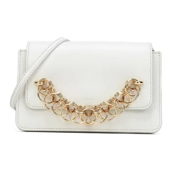Chloe Cow Leather BIJOU Clutches Crossbody Bag Shoulder Bag Women's Natural White
