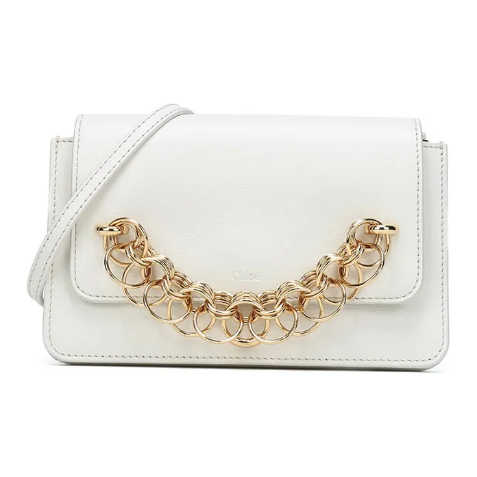 Chloe Cow Leather BIJOU Clutches Crossbody Bag Shoulder Bag Women's Natural White-0