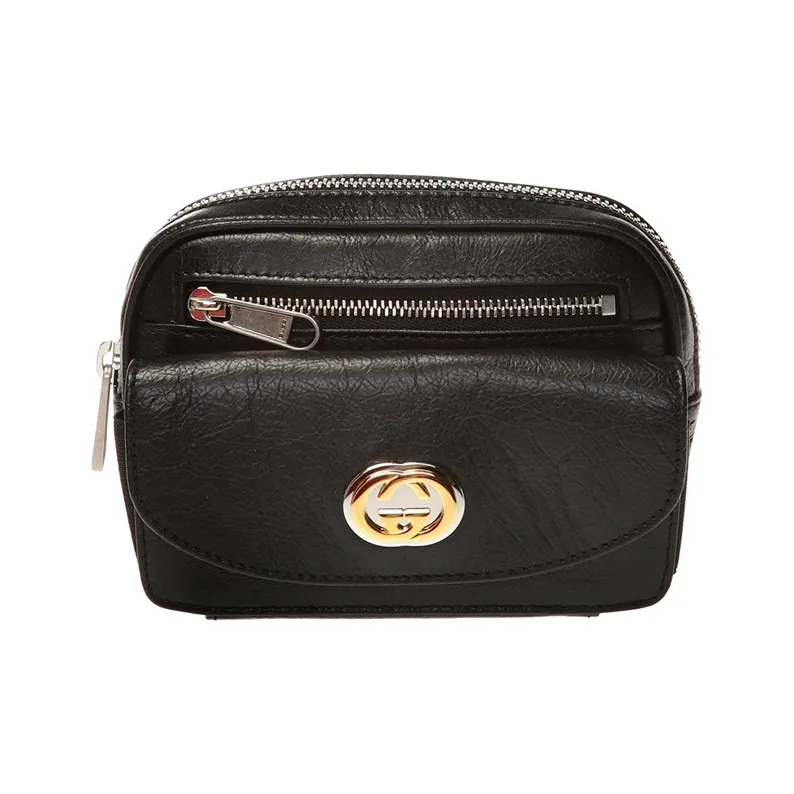 GUCCI Cow Leather Shoulder Bag, Crossbody Bag, Sling Bag, Fanny Pack Mini Unisex Black-0