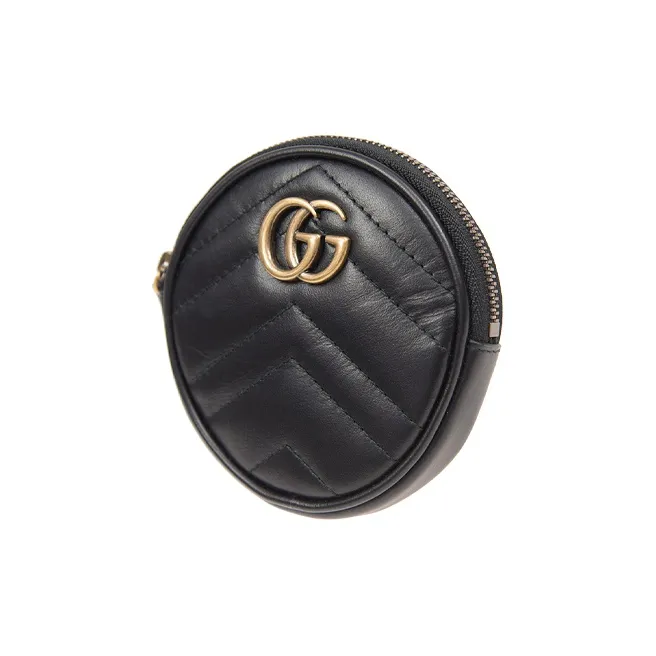 GUCCI Marmont Quilting Leather Coin Purse Women's Black-1