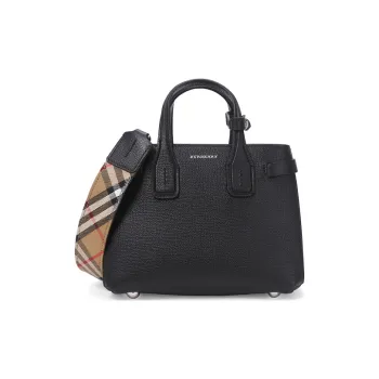 Burberry The Banner Series Cow Leather Shoulder Bag Crossbody Bag Handbags Mini Women's Black