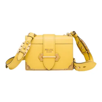 PRADA Cahier Leather Handbag Shoulder Bag Crossbody Bag Regular Women's Sunlight Yellow Color