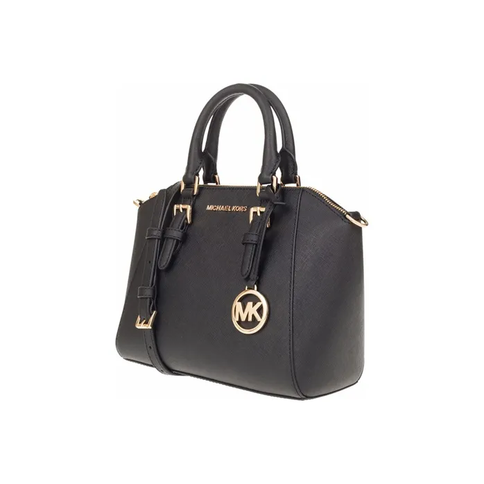 MICHAEL KORS Ciara Cow Leather Dome Bag, Handbag, Shoulder Bag, Crossbody Bag Women's Black-1