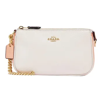 COACH Nolita Pebbled Leather Wrist Bags Mahjong Pochette Shoulder Bag Handbags Small Size Women's White