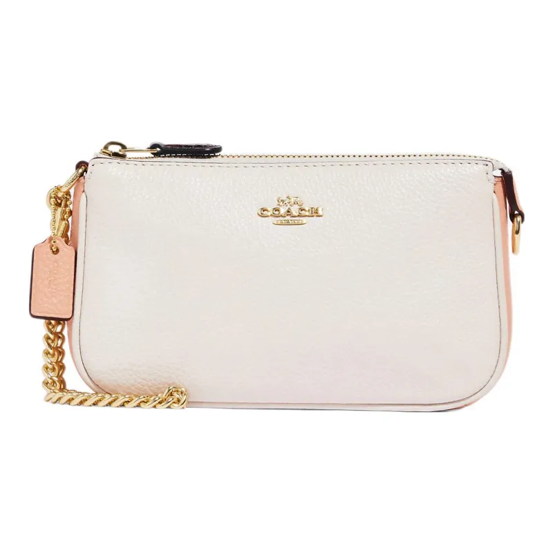 COACH Nolita Pebbled Leather Wrist Bag, Pochette, Shoulder Bag, Handbag Trumpets Women's White-0