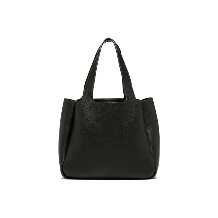 PRADA Leather Basket Bag Tote Bag Shopping Bag Handbag Women's Black-2