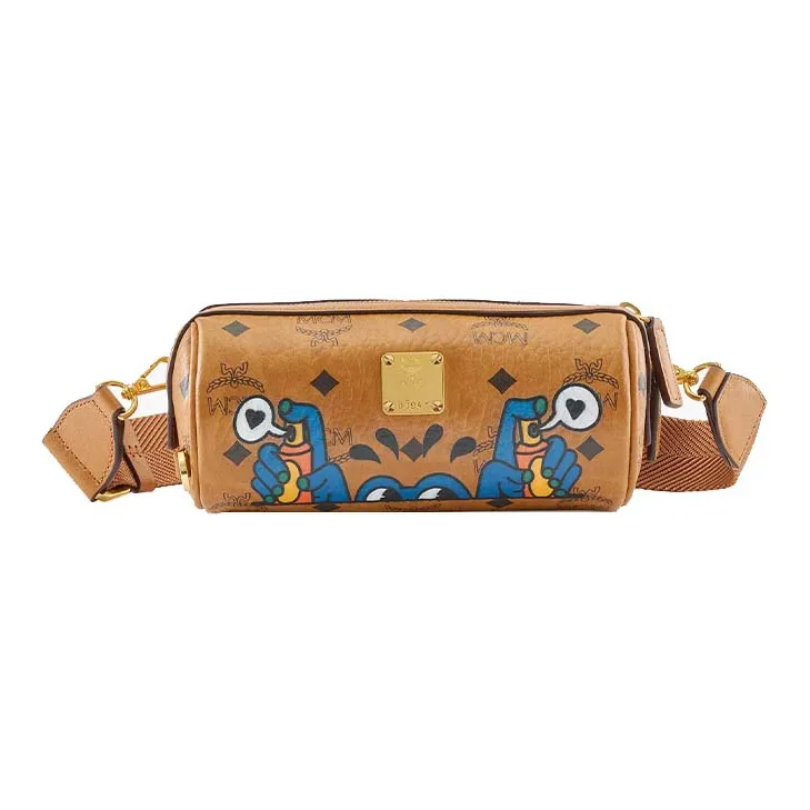 MCM Aka Boku Klassik Visetos Artificial Leather Laminated Fabric Crossbody Bag Mini Women's Cognac-0