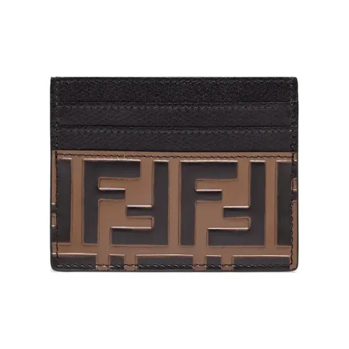 FENDI Card Holder Embossed FF Brown/Black