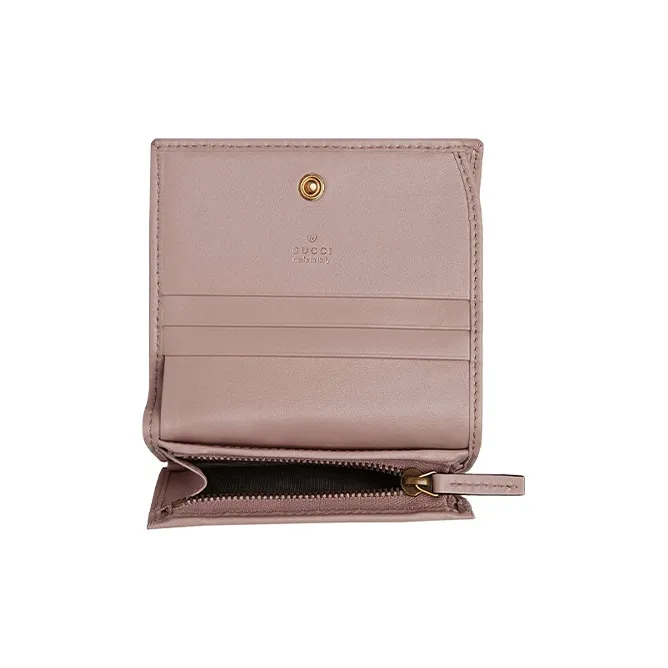 GUCCI GG Marmont Leather Wallets Card Holders Women's Nude Pink-2