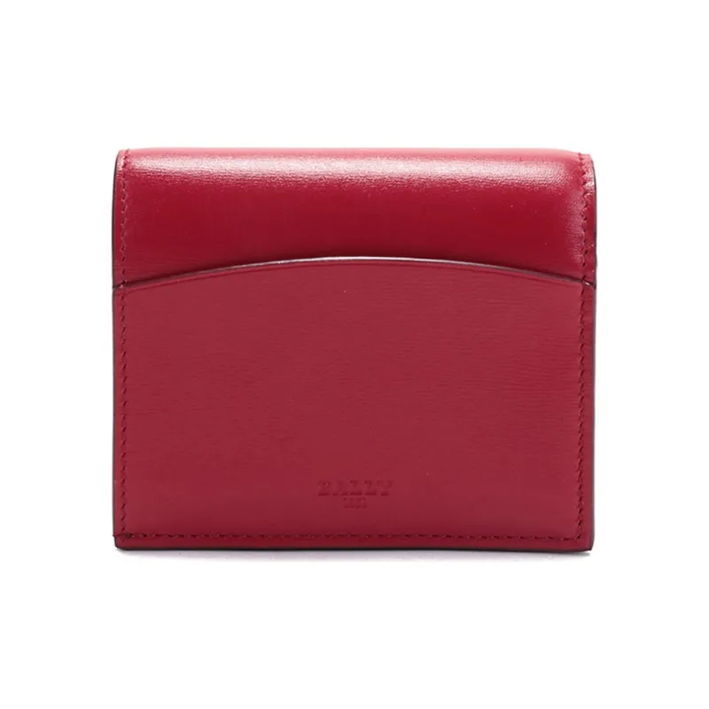 BALLY Leather Small Square Bag Crossbody Bag Shoulder Bag Mini Women's Red-3