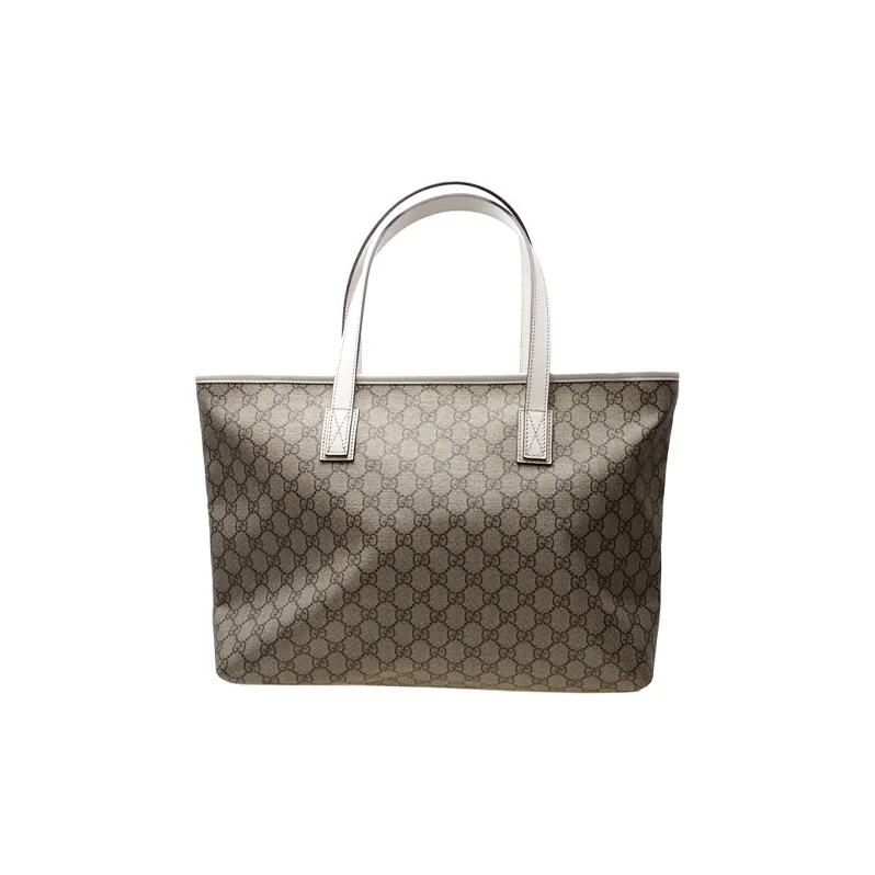 GUCCI PVC Tote Canvas Bag One Shoulder Handbag Women's Ebony/White-2