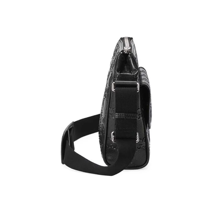 GUCCI Leather Messenger Bag, Crossbody Bag, Shoulder Bag Unisex Black-2