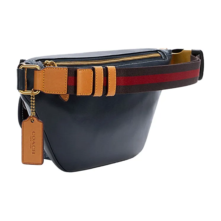 COACH Heritage Canvas With Leather Crossbody Bag, Sling Bag, Fanny Pack Tubas Unisex Denim Blue-1