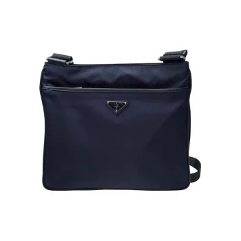 PRADA Nylon Shoulder Bag Crossbody Bag Men's Navy Blue