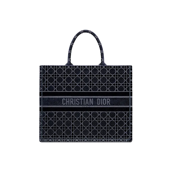 DIOR BookTote Embroidered Velvet Velour Tote Bag Shopping Bag Handbag Unisex Blue-0