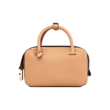 Delvau Cool Bo Grained Calfskin Handbag Shoulder Bag Crossbody Bag Mini Women's Beige