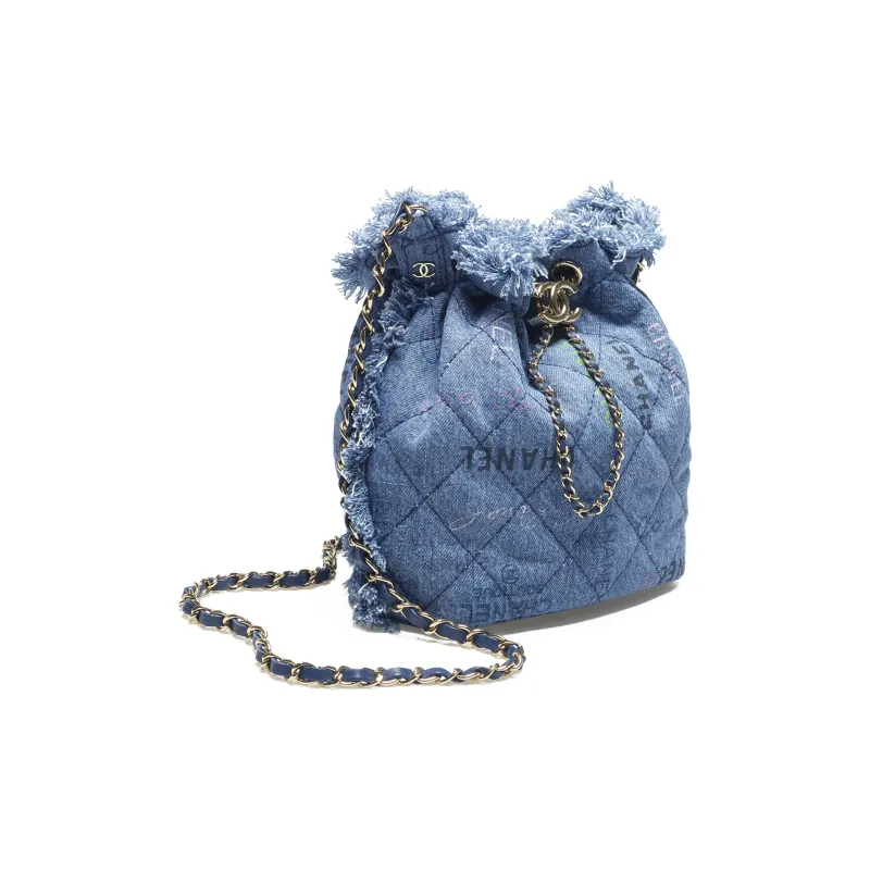 CHANEL Print Bucket Bag, Shoulder Bag Women's Blue-1