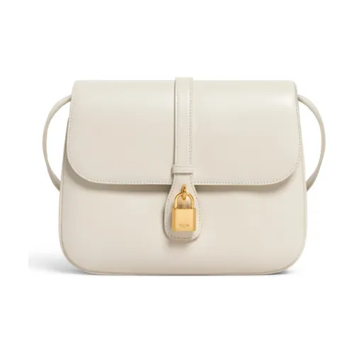 CELINE Tabou Smooth Cow Leather Shoulder Bag, Crossbody Bag Medium Size Women's Ecru