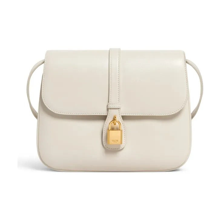 CELINE Tabou Smooth Cow Leather Shoulder Bag, Crossbody Bag Medium Size Women's Ecru-0