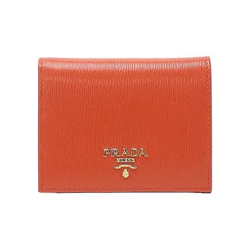 PRADA Cow Leather Wallets Clutches Women's Orange