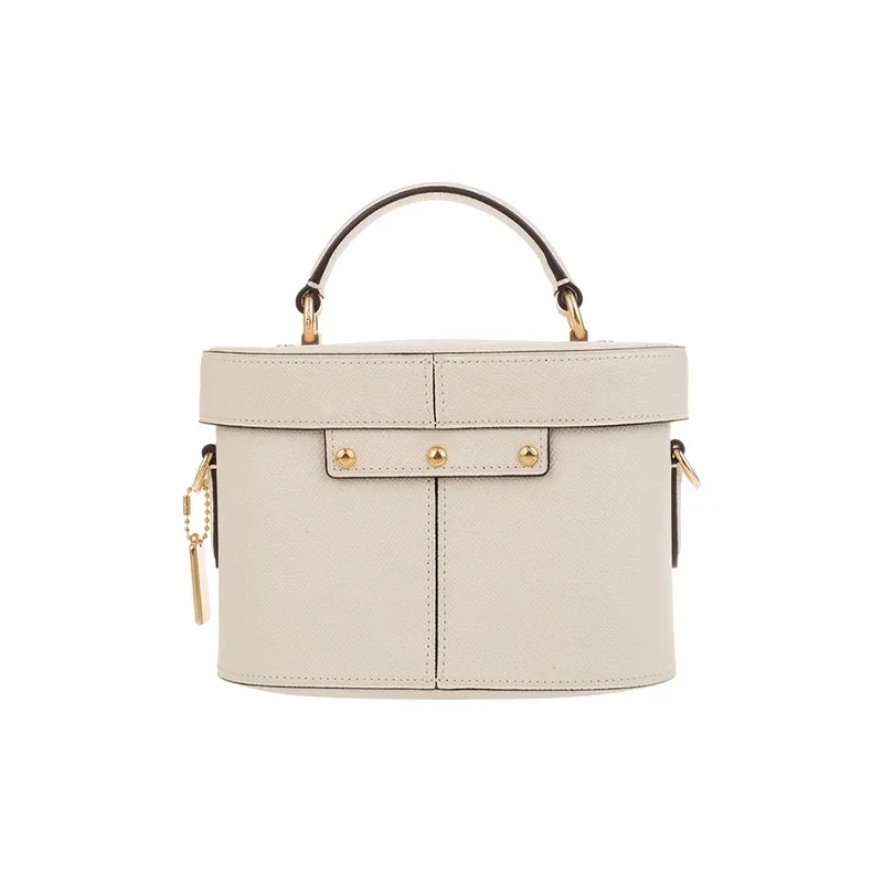 COACH Kay Cross Grain Leather Box Bag, Shoulder Bag, Crossbody Bag, Handbag Trumpets Women's White-3