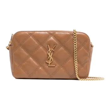 SAINT LAURENT BECKY Leather Clutches Shoulder Bag Crossbody Bag Women's Deep Natural Brown