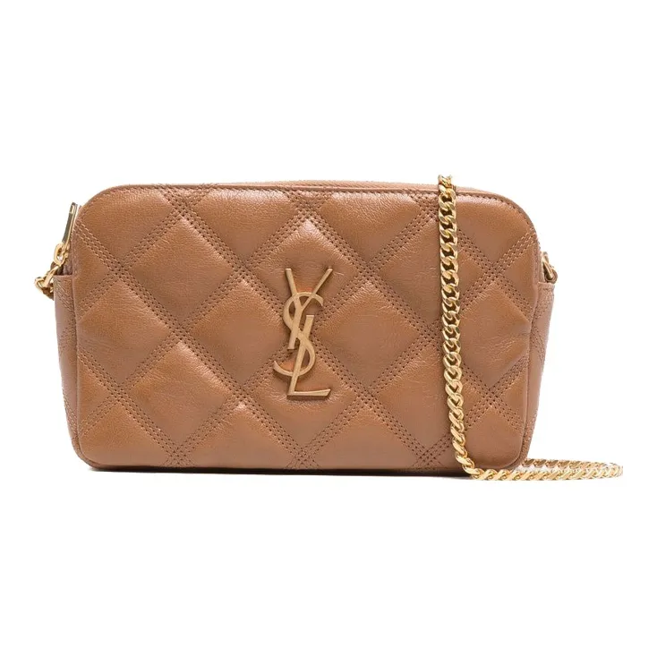 SAINT LAURENT BECKY Leather Clutches Shoulder Bag Crossbody Bag Women's Deep Natural Brown-0
