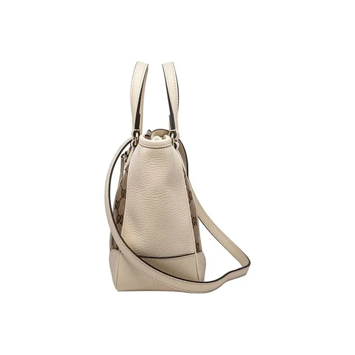 GUCCI Canvas With Leather Tote Shoulder Bag Crossbody Bag Handbag Small Size Women's Ebony/White-3