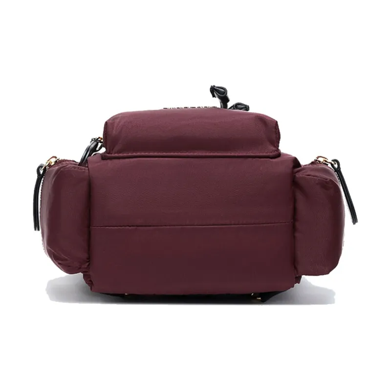 Burberry Nylon With Leather Backpack Women's Burgundy-4