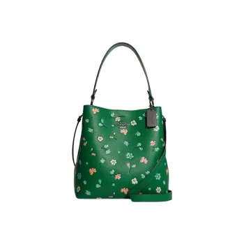COACH Town Leather Bucket Bags Shoulder Bag Crossbody Bag Large Size Women's Green