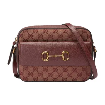 GUCCI Canvas With Leather Camera Bag Shoulder Bag Crossbody Bag Small Size Women's Burgundy