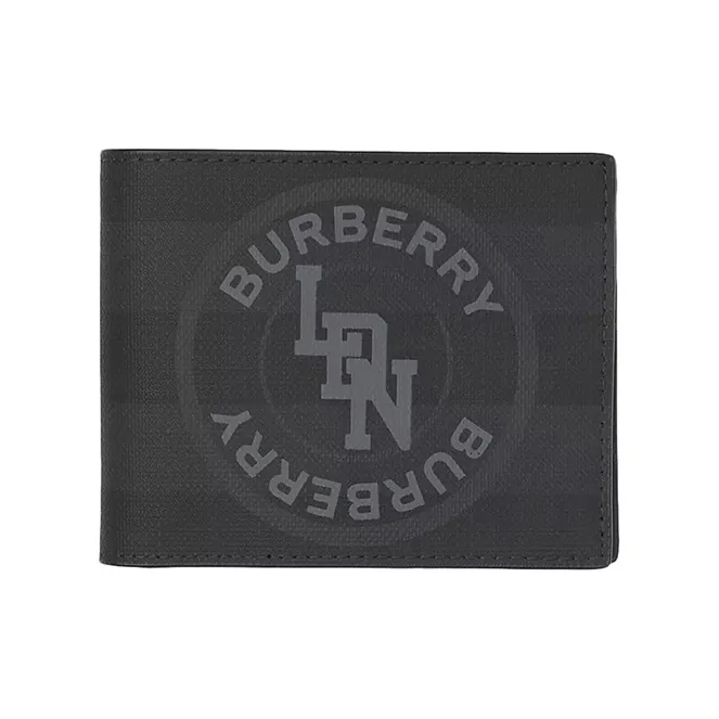 Burberry PVC Card Holder Wallet Men's Dark Charcoal Gray-0