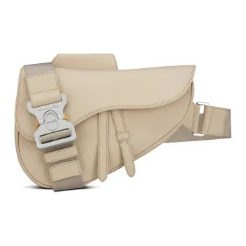 DIOR Cow Leather Saddle Bag Sling Bag Men's Cream White
