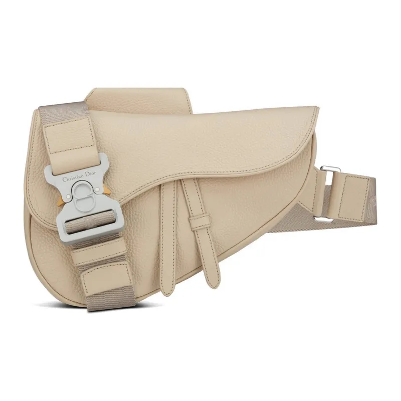 DIOR Cow Leather Saddle Bag Sling Bag Men's Cream White-0