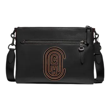 COACH Rivington Smooth Leather With Suede Briefcase Crossbody Bag Shoulder Bag Men's Black