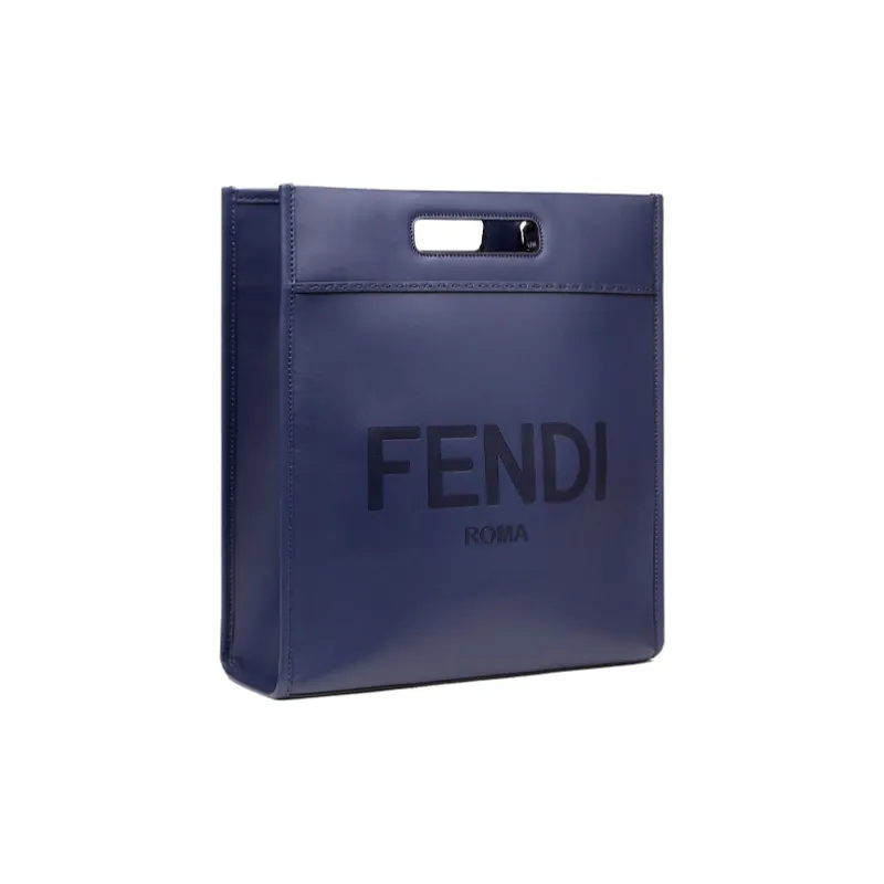 FENDI Calfskin Tote Bag, Shopping Bag, Shoulder Bag, Crossbody Bag, Handbag Men's Blue-2