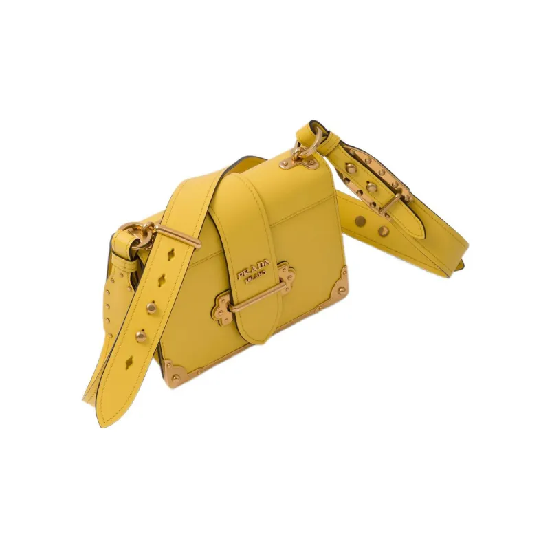 PRADA Cahier Leather Handbag Shoulder Bag Crossbody Bag Regular Women's Sunlight Yellow Color-2