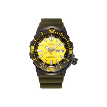 SEIKO Prospe Collection Mechanical Movement Silicone Strap Watch Men's Watches Yellow Watch Dial SRPF35K1