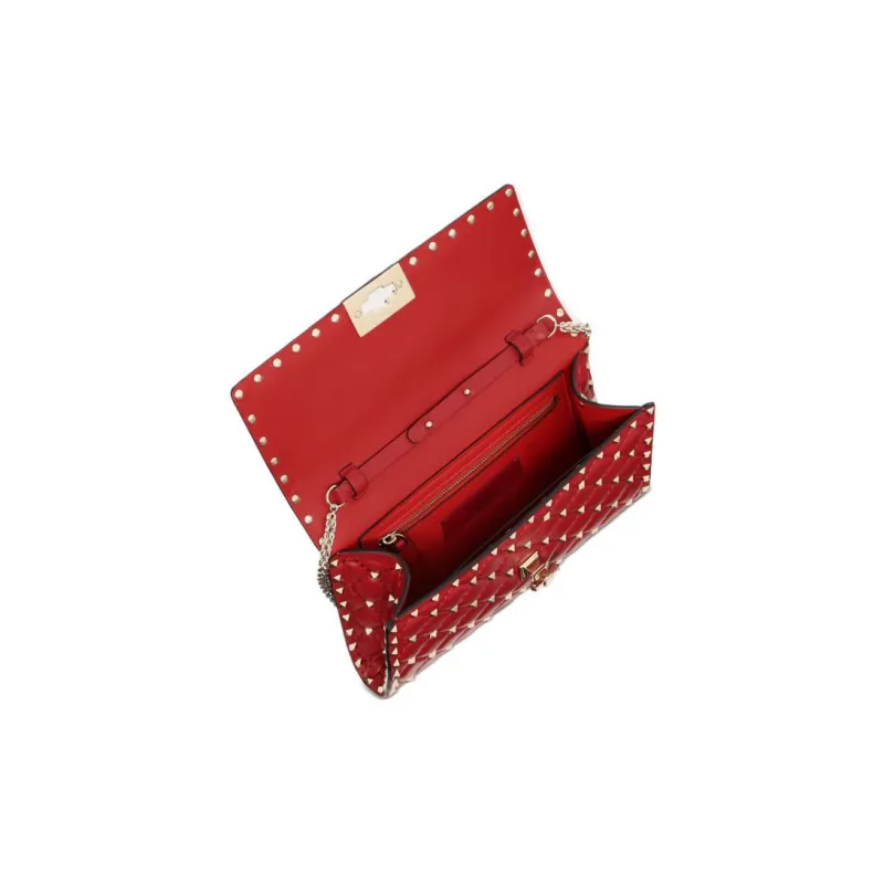 Valentino ROCKSTUD SPIKE Sheepskin Chain Bag, Shoulder Bag, Crossbody Bag Women's Red-3