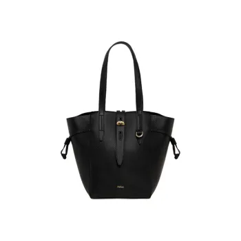 Furla Net Collection Calfskin Handbag Medium Size Women's Black